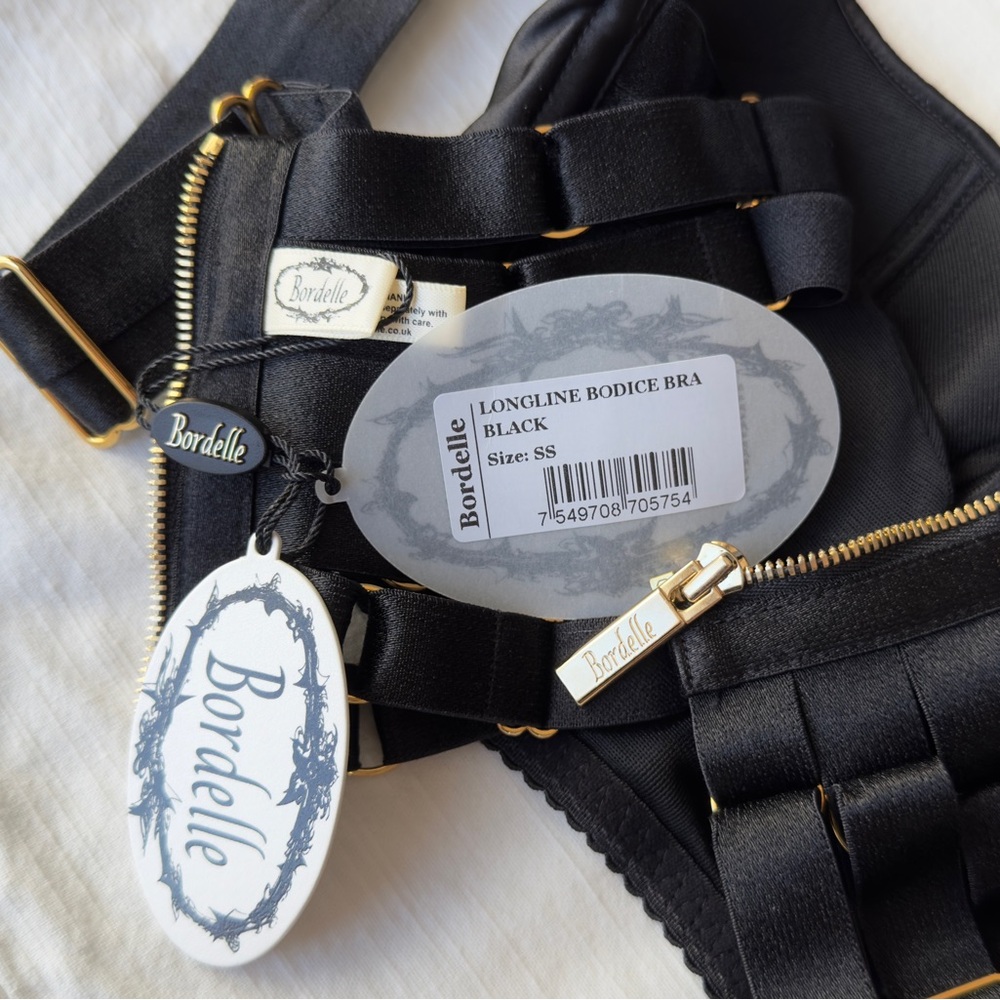 *NWT* BORDELLE Signature Silk Longline Bodice Bra Black SS 32B - Picture 10 of 13